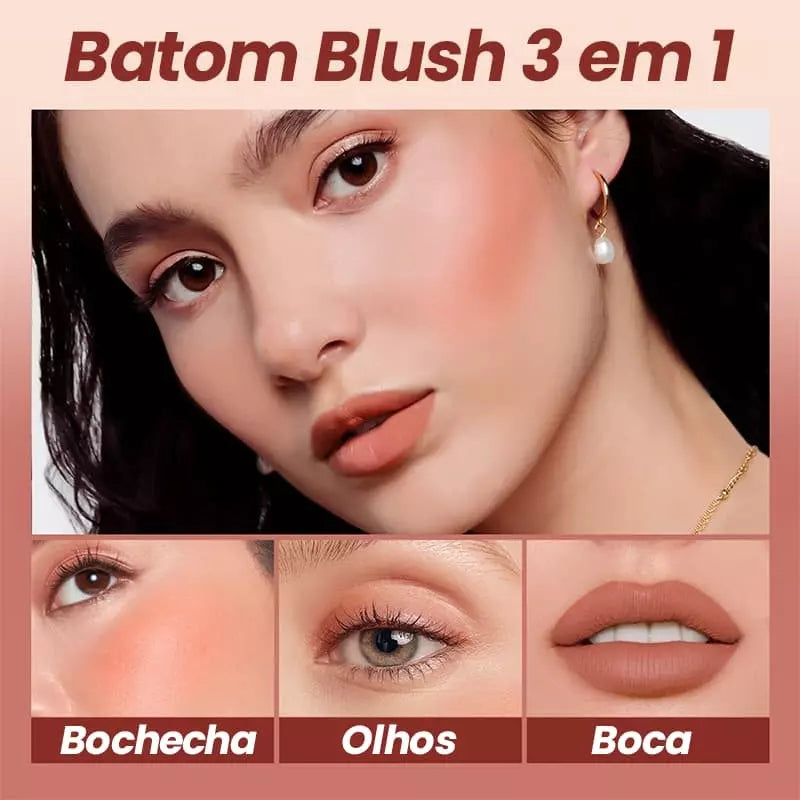 Bastão 3 em 1 O.TWO.O - Batom, Blush e Sombra